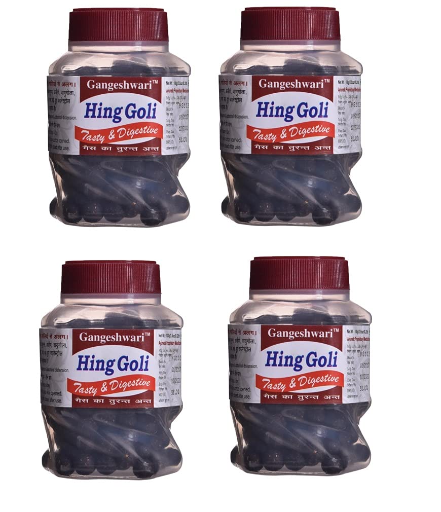 Gangeshwari Hing Goli Digestive Mukhwas 400gm, (100gm X 4 Pack) | Jar Pack