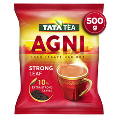 Tata Tea Agni Chai Patti 500gm, 17.6 Ounce - Special Leaf Tea | Strong Chai With 10% Extra Strong Leaves - Loose Leaves Black Tea, Medium Caffeine Chai Patti