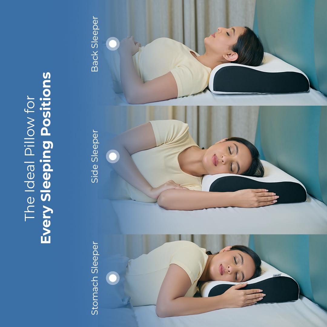 Memory Foam Cervical Neck Pillow, For Pain Relief, King Size - 23 X 14 X 4.5 Inch | Improves Posture & Spinal Alignment, Neck & Shoulder Pain Relief | White Jacquard Cover - Pack Of 1