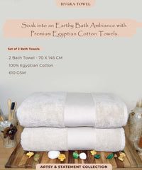 Rangoli Soft Absorbent Durable Towels Earthly Egyption Cotton Plush Luxurious Large Size Bath Towel 1000 Gsm (White)- Pack Of 2