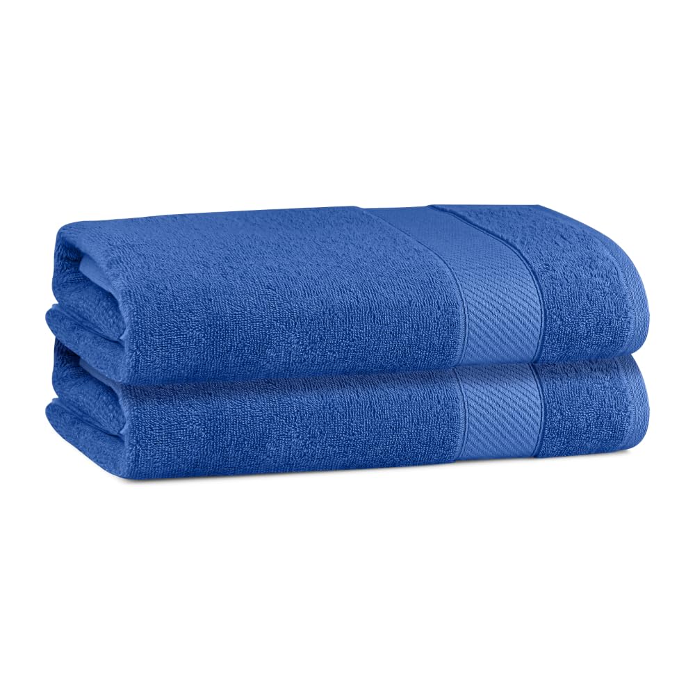 Himeya Bamboo Bath Towels 800 Gsm | Large Soft & Highly Absorbent, Eco-Friendly Design For Ultimate Comfort & Quick Drying -Ocean Blue (Pack Of 2)