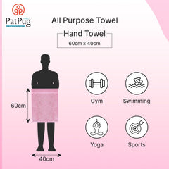 Patpug 100% Indian Ultra Soft Cotton Hand Towel 600 Gsm | For Gym, Workout, Yoga, Wash Basin (Sweet Pink & Olive Green) - 4 Piece