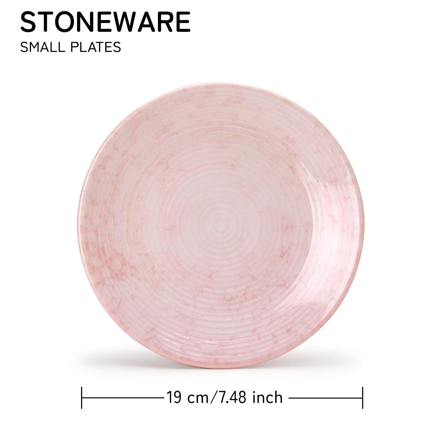 Reactive Hand Glazed Ceramic Stoneware Quarter Plates Set Of 4 - 7.4 Inch, Pastel Pink | Hand Painted, Stoneware - Dinnerware | Scratch Resistant, Microwave & Dishwasher Safe