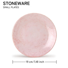 Reactive Hand Glazed Ceramic Stoneware Quarter Plates Set Of 4 - 7.4 Inch, Pastel Pink | Hand Painted, Stoneware - Dinnerware | Scratch Resistant, Microwave & Dishwasher Safe