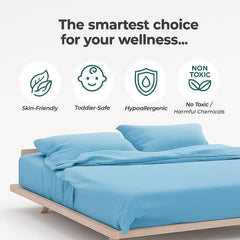 Double Bedsheet For Queen Size With 2 Matching Pillow Cover - 90 X 100 Inches, Sky Blue | Breathable & Durable, Soft Touch & Perfect For All Seasons
