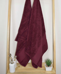Rangoli Soft Absorbent Durable Towels Earthly Egyption Cotton Plush Oversized Large Size Bath Towel 1200 Gsm (Maroon)- Pack Of 2