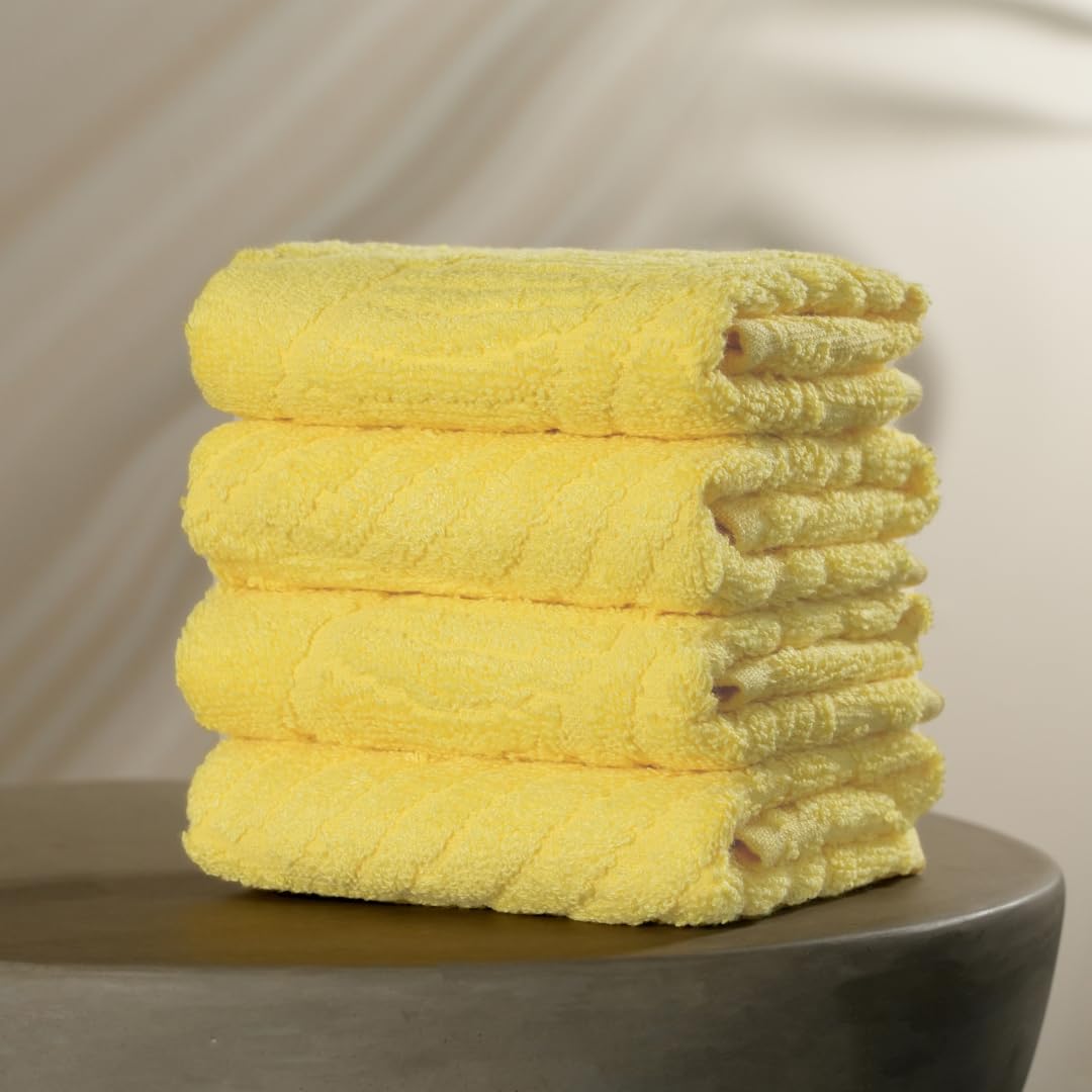Musa Banana Face Towels 400 Gsm | Terry Face Towel With Free Bag | Super Soft & Ultra Absorbent Towels For Facewash (Golden Sunshine)- Set Of 4