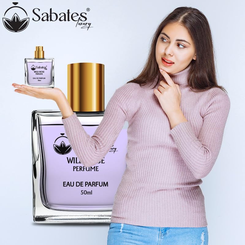 Sabates Wild Rose Luxury Eau De Parfum 50ml 1.6 Fl.oz. | Floral & Sweet Long Lasting Fragrance