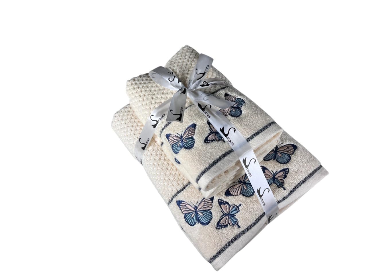 Senses By Riba All Cotton 550 Gsm Embroidered Bath Towel Set - Pack Of 4 (Style 12)