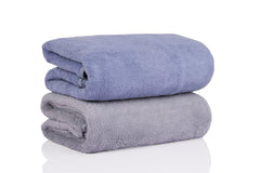 Glivary Microfiber Bath-Soft Towels 640 Gsm | With Hook Quick Dry Super Absorbent-Bath Towel For Men & Women (Grey & Dark Blue) | Pack Of 2