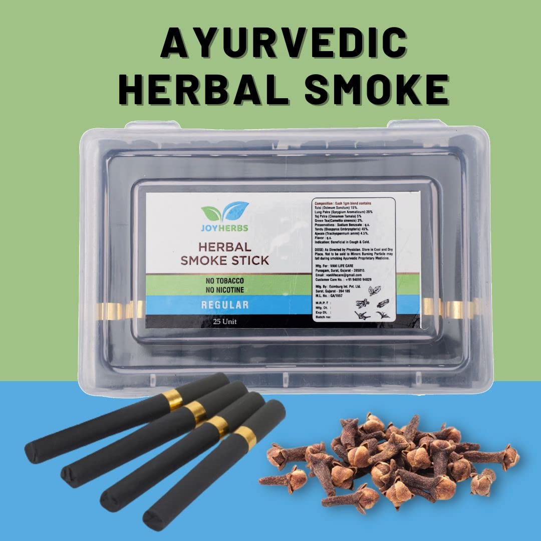 Ayurvedic Herbs Cigarette 1 Pack Of 25 Sticks - Regular Herbal Cigarette Smokes - Nicotine Free & Tobacco Free