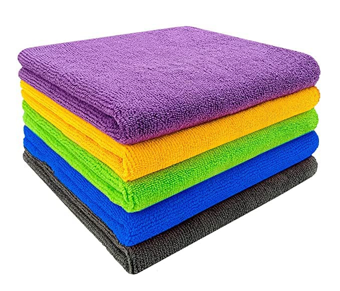 Autofrill Microfiber Cloth 350 Gsm | Multipurpose Cloths Kitchen Cleaning Cloth Automotive Microfiber Towels For Bike, Car Cleaning Cloth (5 Pcs)- Multicolor