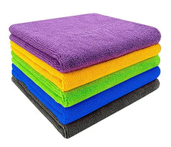 Autofrill Microfiber Cloth 350 Gsm | Multipurpose Cloths Kitchen Cleaning Cloth Automotive Microfiber Towels For Bike, Car Cleaning Cloth (5 Pcs)- Multicolor
