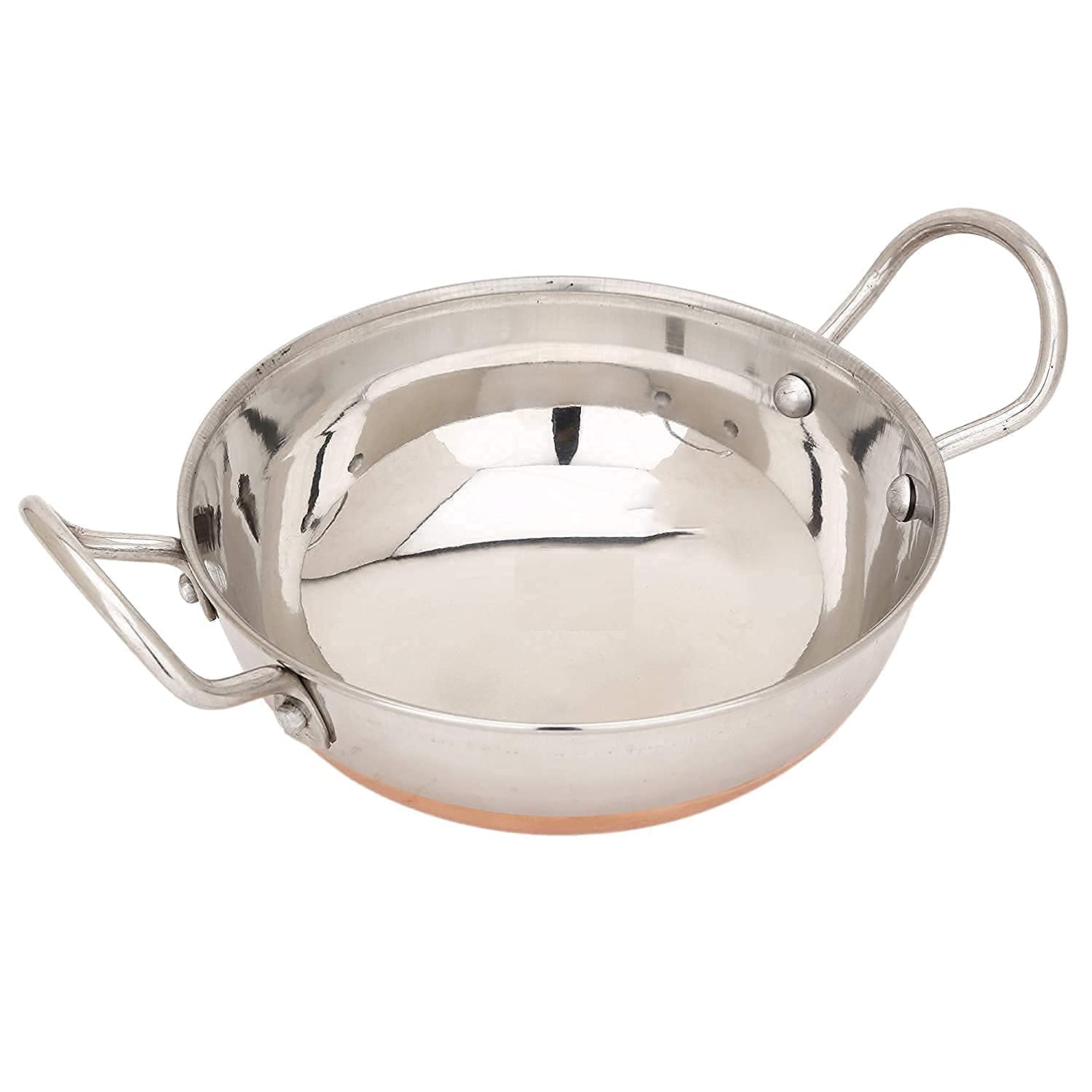 Stainless Steel Copper Bottom Kadhai 5 Liters - Bottom Pot Pans For Frying - Copper Bottom | Attractive Color & Design