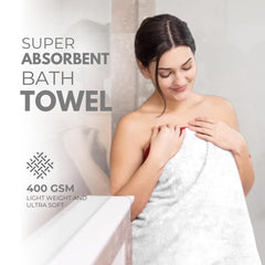 Black Gold The Finer Touch Premium Microfiber Bath Towels 800 Gsm | Lightweight Ultra-Soft Fade Resistant (White) - 2 Pcs