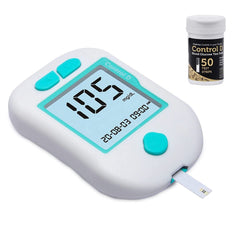 Control D Advanced Digital Glucose Blood Sugar Testing Monitor With 50 Strips Of Glucometer - White, Green