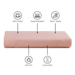 Haus & Kinder Maple Waffle Bath Towel 220 Gsm | Honeycomb Large Size Bathing Towels 100% Cotton Towel For Men & Women (Dusty Rose)