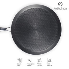 Stellar Stainless Steel Triply Non Stick Tawa 28 Cm | Etched Nonstick Tava - Rivet Less Double Wired Handle | Gas & Induction Base