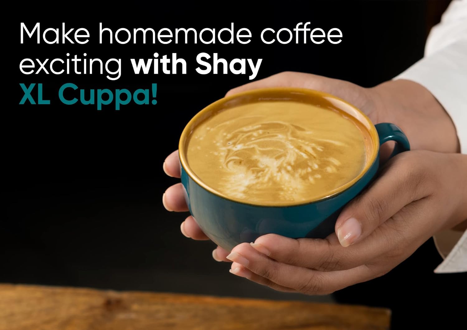 Large Ceramic Coffee Cup Set Of 2 - Teal Green, 350ml Each | Cappuccino Cup With Glossy Finish - Large Ceramic Coffee Cup | Premium Stoneware Coffee Cup - Microwave Safe, XL Cuppa