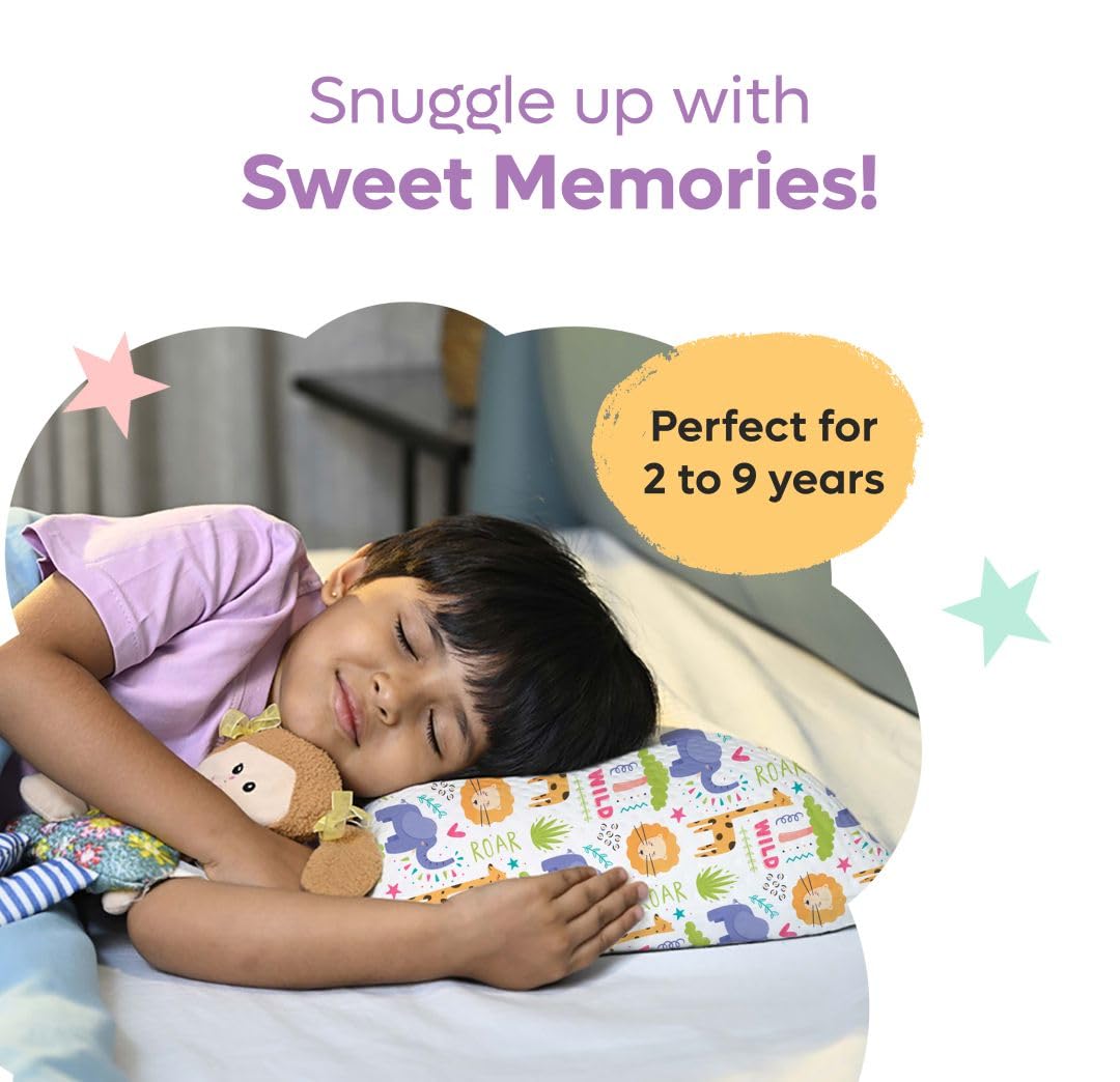 Premium Memory Foam Baby & Toddler Pillow, For Head, Neck & Back Support - 20.5 X 11.5 X 2.5 Inch | Removable Cover | Perfect For Sleeping, Reading, Resting | 2 To 9 Years, Animal Print