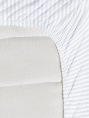 White Stripe Elastic Fitted Double Bedsheet (72x78 Inches) With 2 Pillow Covers | Soft To Touch & Comfortable | 300 Thread Count