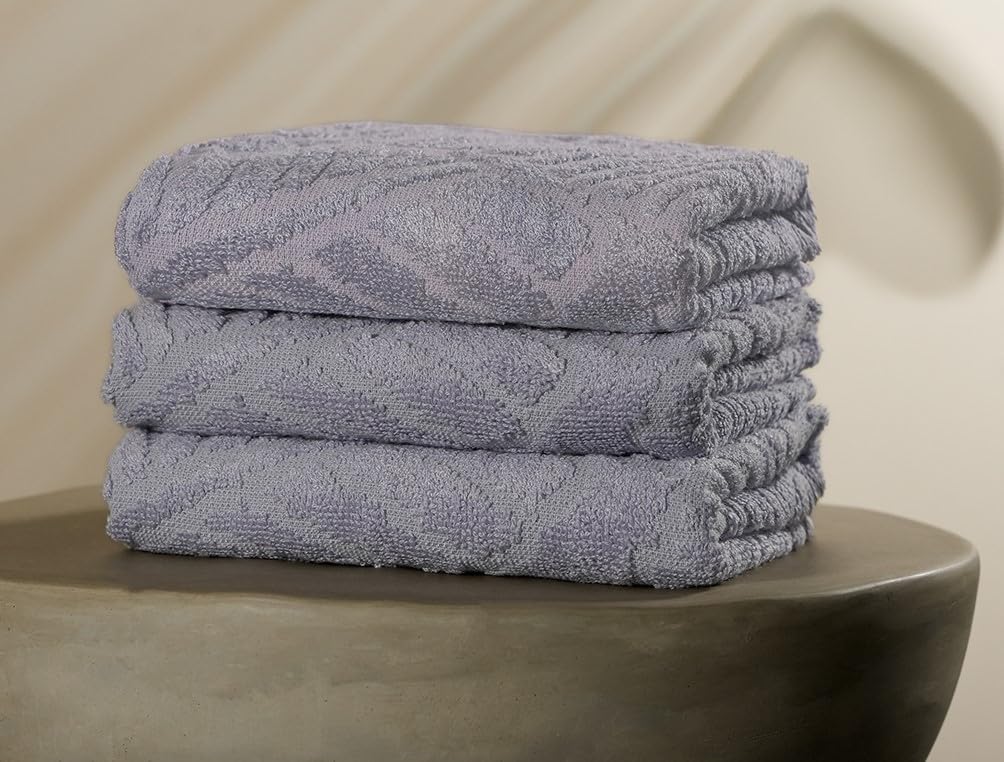 Musa Banana Hand Towels 400 Gsm | Terry Hand Towel For Wash Basin Kitchen Gym Towel For Men (Misty Lilac) -Set Of 3