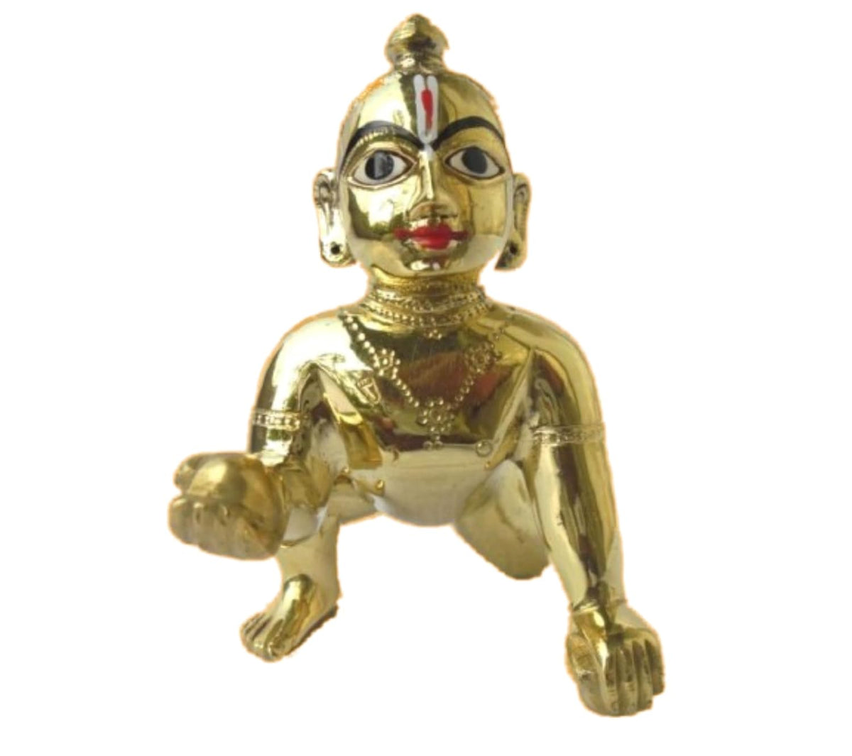 Laddu Gopal Idol, Bal Gopal, Thakur Ji Murti, Brass, Gold, Idol - Size No.12, Antique Look, Religious, Decorative, Beautiful Laddoo Gopal Ji, All Occasion