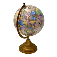 Decorative Globe - Political Globe For Home Decor Or Office Desk Accessory, Painted Iron Arc & Base, Showpiece For Living Room (Brown) Pack Of 1