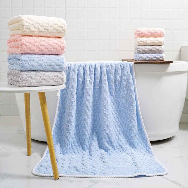 HomeCloud Microfiber Soft & Fuffy Bath & Face Towel 400 Gsm With Hanging Loop | 3x Softer Than Cotton Towels | Highly Absorbent Set Of 2 (Blue)