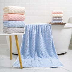 HomeCloud Microfiber Soft & Fuffy Bath & Face Towel 400 Gsm With Hanging Loop | 3x Softer Than Cotton Towels | Highly Absorbent Set Of 2 (Blue)