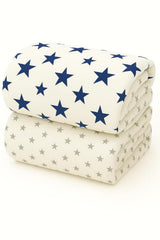 Organic Cotton Muslin Baby Bath Towel 200 Gsm | Cotton Cloth Premium Baby Washable Reusable, Absorbent, Extra Soft (Navy & Grey Star)- Pack Of 2