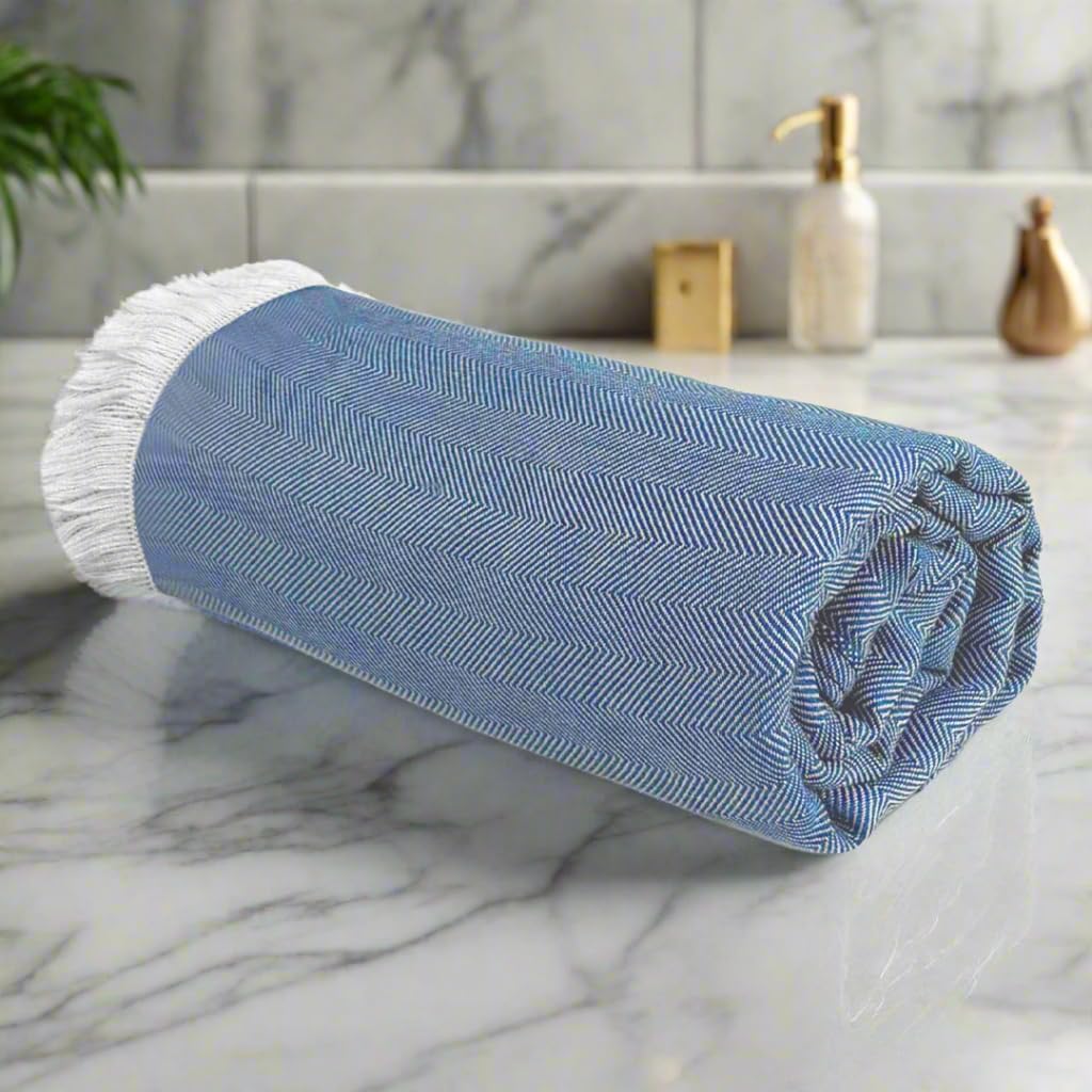 Heelium 100% Bamboo Bath Towel 400 Gsm | Ultra Soft & Lightweight Highly Absorbent & Fast Drying Turkish Bath Towel (Pack Of 1)- Navy Blue