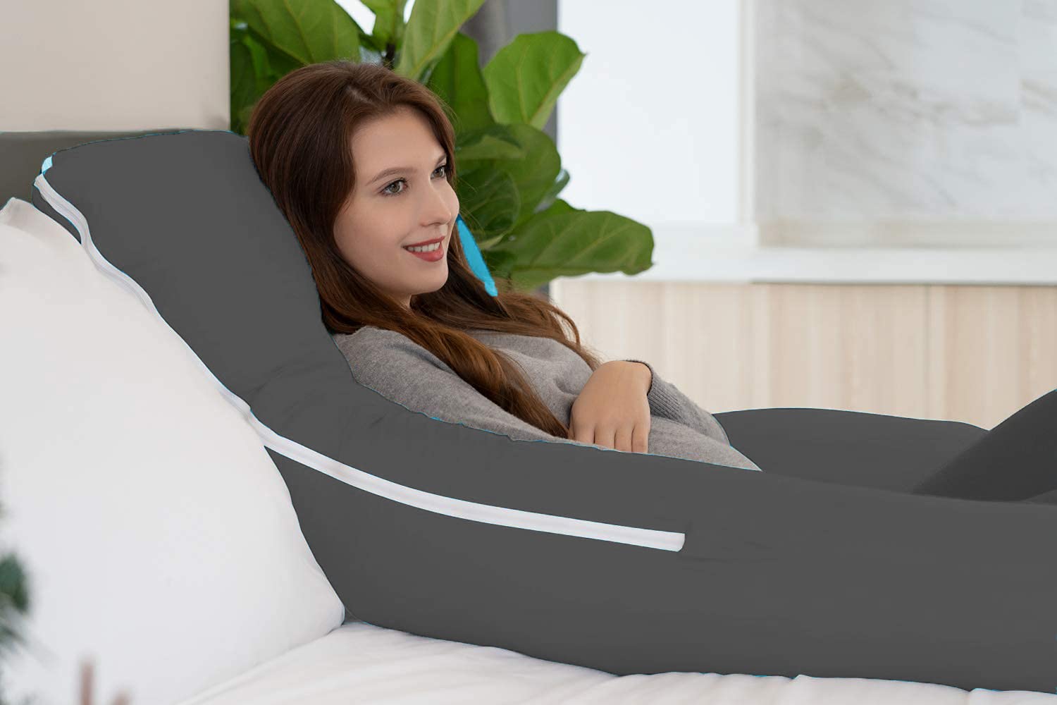Premium Multipurpose Microfiber Pregnancy Pillow For Pregnant Women - Grey | 100% Cotton, Zippered Cover, Full Body Pillow, Lightweight, Removable Cover, Pregnancy Support, Soft Pillow