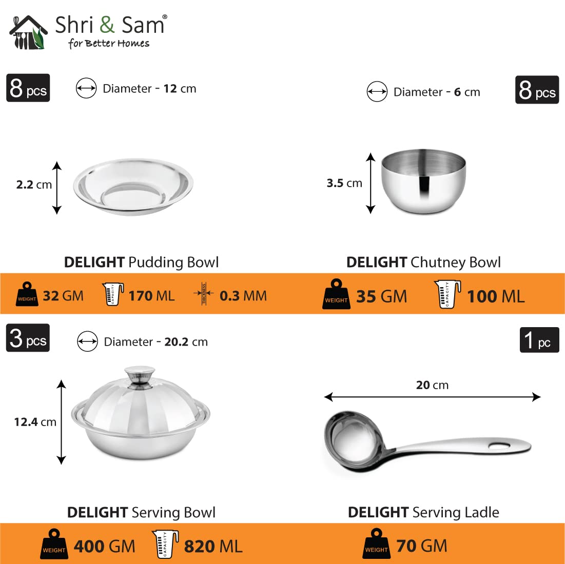 Stainless Steel Delight Solid Dinner Set Of 90 Pieces, Silver | Easy To Clean & Dishwasher Safe