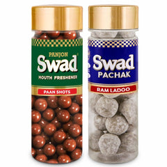 Panjon Swad Paan Shots & Ram Ladoo Tasty 450gm, (225gm *2 Bottles) | After-Meal Mukhwas