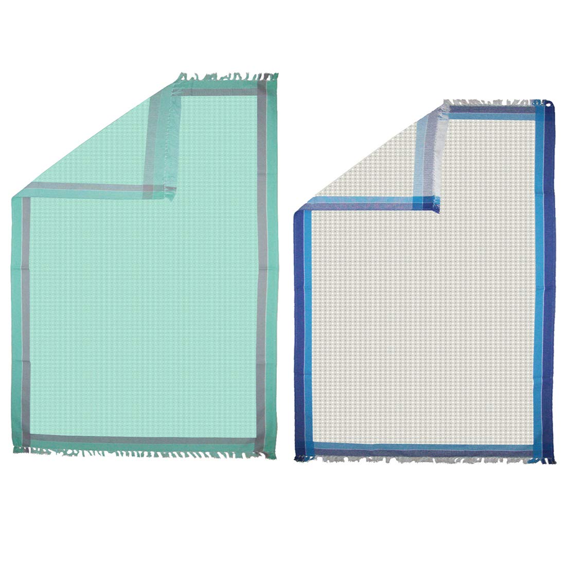Athom Trendz Living Light Weight Cotton Premium Waffle Border Bath Towel 480 Gsm | Pack Of 2 (Multicolor)