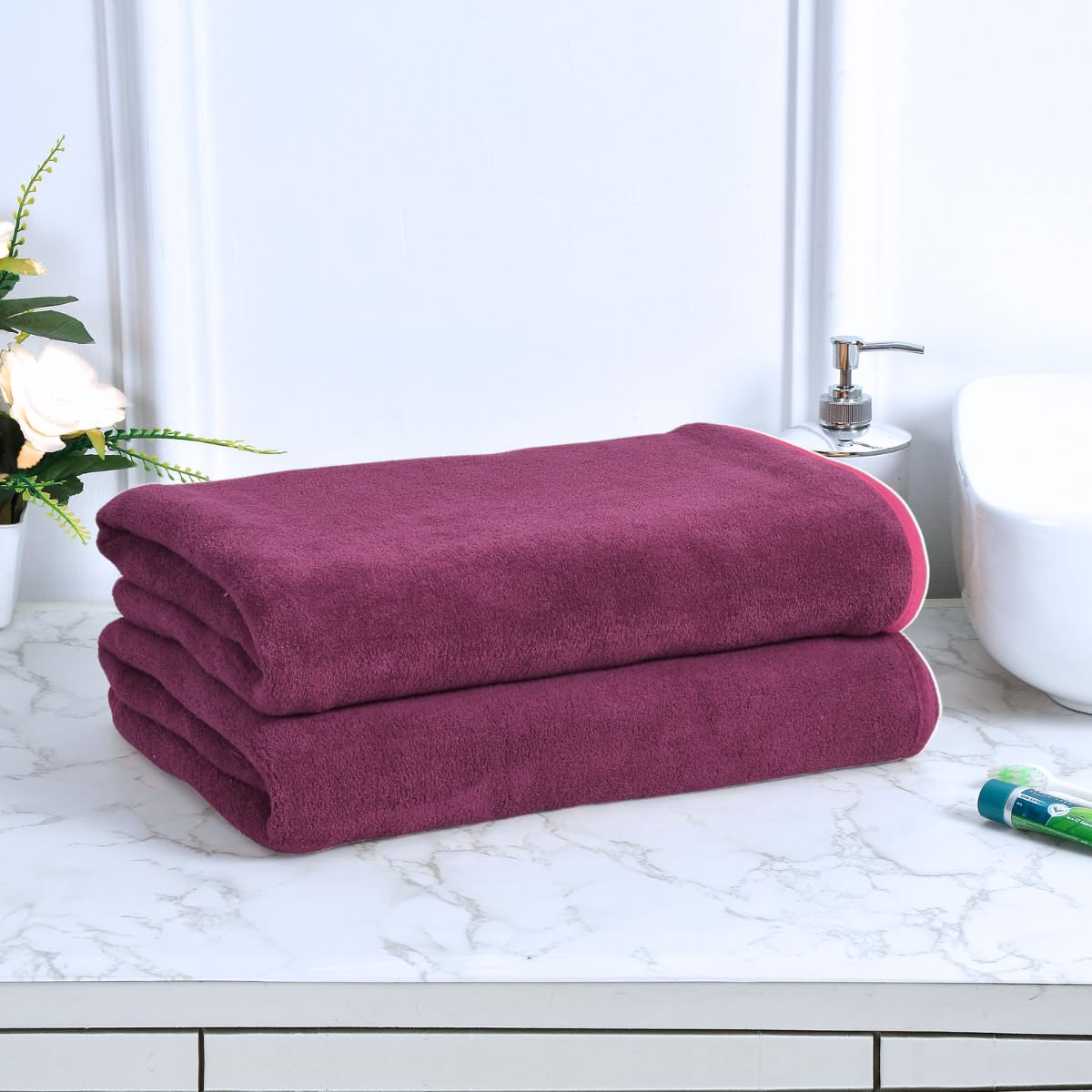 Black Gold The Finer Touch Premium Microfiber Bath Towels 800 Gsm | Lightweight Ultra-Soft Fade Resistant (Purple) - 2 Pcs