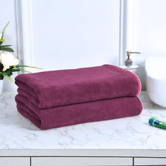 Black Gold The Finer Touch Premium Microfiber Bath Towels 800 Gsm | Lightweight Ultra-Soft Fade Resistant (Purple) - 2 Pcs