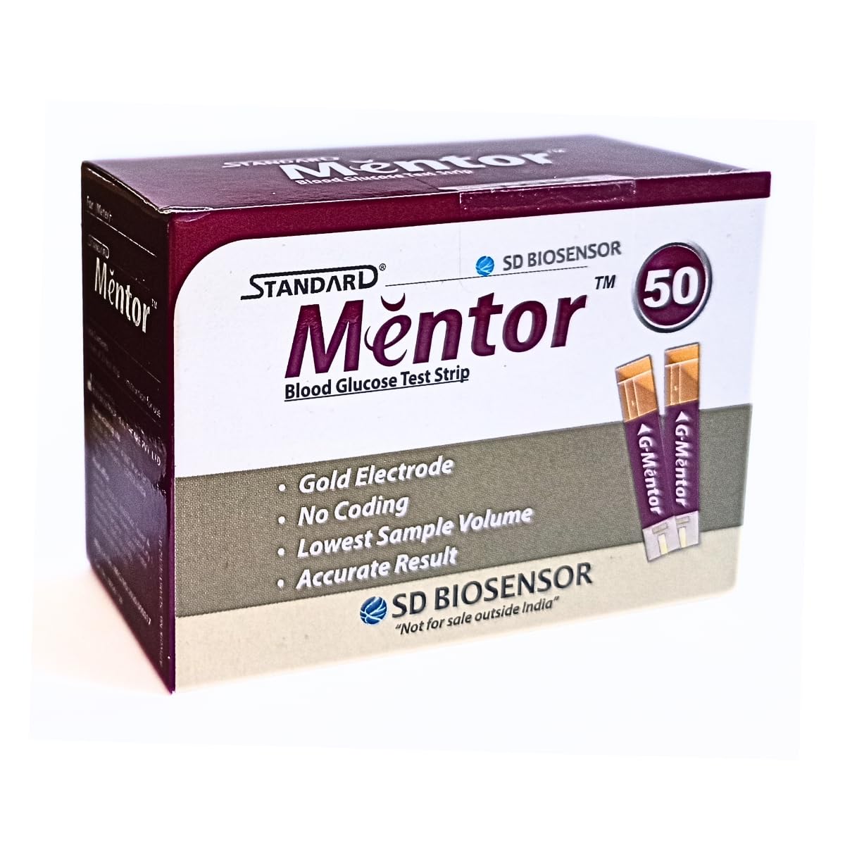 Standard Mentor Blood Glucose Test Strips (Pack of 50) - Glucometer Strips