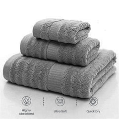 Mush Bamboo Luxurious 2 Bath + 2 Hand & 2 Face Towel 1800 Gsm | Ultra Soft, Absorbent & Antimicrobial Towel (Navy & Grey) -6 Piece
