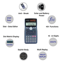 Bambalio BL-991MS 401 Functions And 2 Line LCD Display Scientific Calculator 3 Years Warranty | Multiple And Simple Keys, Scientific Calculator
