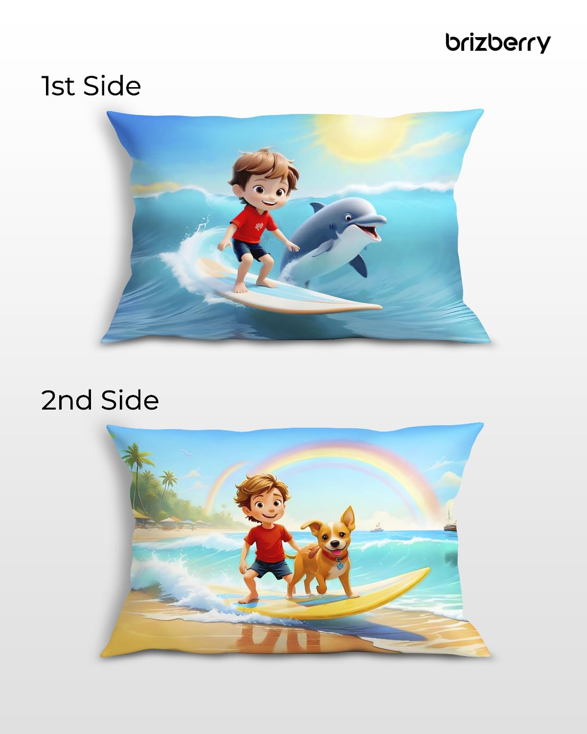 Kids Pillow Cushion With Super Soft Fabric Pillow - 12 X18 Inches | Animal & Cartoon Prints, Soft Pillow, Dual Sided Design | Multi-Purpose, Durable & Easy Care, Made In India - Design 9