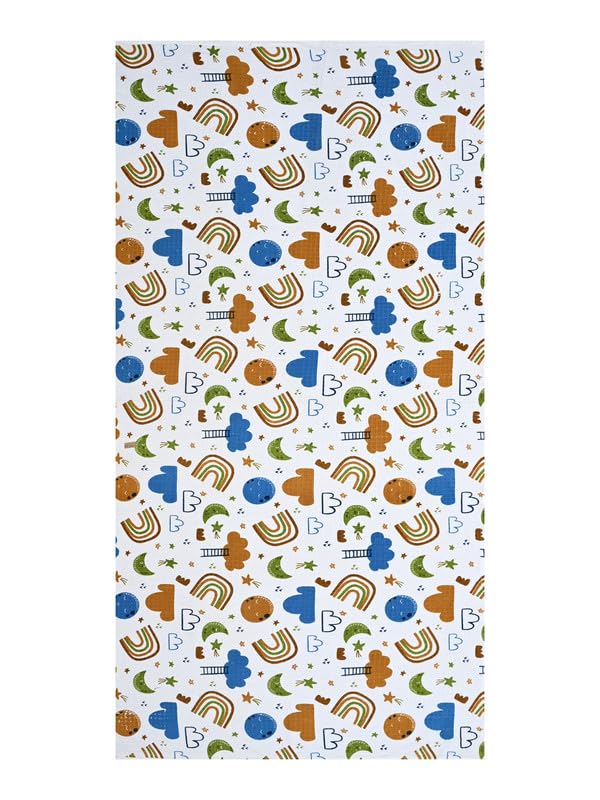 Mafatlal Coo Coo 100% Cotton Kids Bath Towel 250 Gsm | Soft, Lightweight & Quick-Dry Fun Cartoon Print Lucent White Towel (Orange) - 1 Pcs