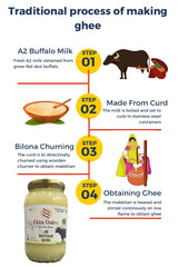 Organic A2 Bilona Buffalo Ghee By Ekta Dairy | Good Source Of Vitamin A & Healthy Desi Danedar Buffalo Ghee Perfect For Use Dailywear | (500ml) 16.9 Ounce | Jar Pack