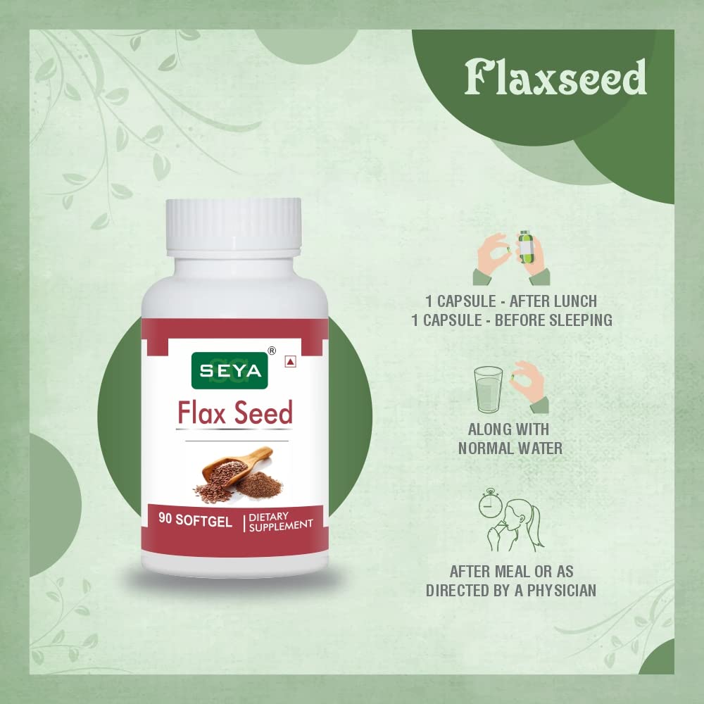 Seya Flaxseed Softgel Capsule, Health Supplement Natural Source Of Omega 3, 6, 9, For Heart, Brain, Immunity, Skin, Hair, Eyes, Anti - Inflammation | 90 Softgel 150gm 0.3lbs Each Pack Of 3