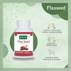 Seya Flaxseed Softgel Capsule, Health Supplement Natural Source Of Omega 3, 6, 9, For Heart, Brain, Immunity, Skin, Hair, Eyes, Anti - Inflammation | 90 Softgel 150gm 0.3lbs Each Pack Of 3
