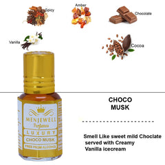 Menjewell Luxury Choco Musk Attar Perfume 12ml 0.4 Fl.oz. Unisex Fragrance | Long Lasting | Non Alcoholic