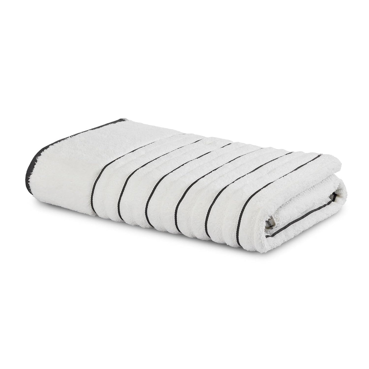 Spaces 100% Cotton Bath Towel 575 Gsm | Ribbed Texture High Absorbency High Loft Cotton Bath Towels (White)