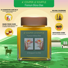 Organic A2 Kangeyam Cow Ghee By A' Couper Le Souffle | Traditional Bilona Method Natural & Healthy Pure Desi Ghee For Overall Health | (500ml) 16.9 Ounce | Jar Pack