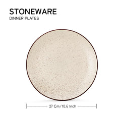 Ceramic Hand Glazed Stoneware Large Dinner Plates Set Of 6 - 10.6 Inch, Beige Speckled | Microwave Safe & Dishwasher Safe - Handcrafted Dinner Plates